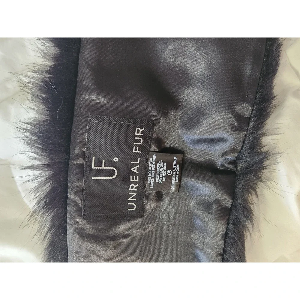 UNREAL FUR Black Faux Fur Scarf/ Collar/ Wrap Australia Designed